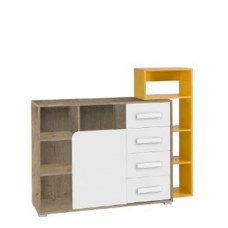 Comoda BRUNO Reg3/9 Stejar Lefkas/Alb/Galben