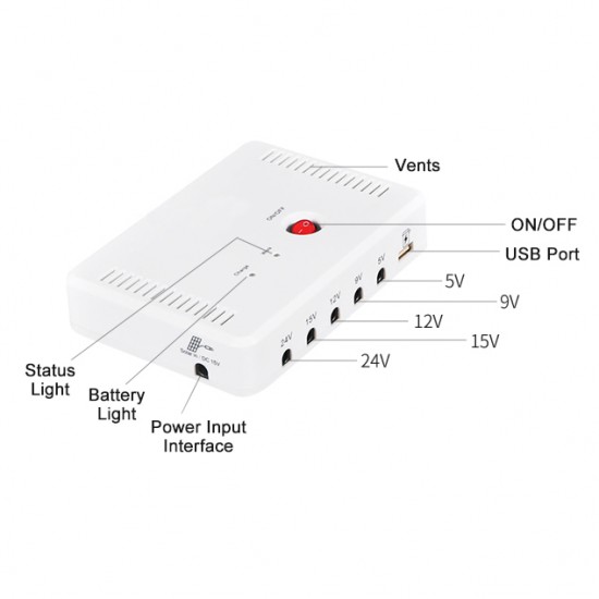 Mini UPS, DC 5V/ 9V/ 12V/ 15V/ 24V