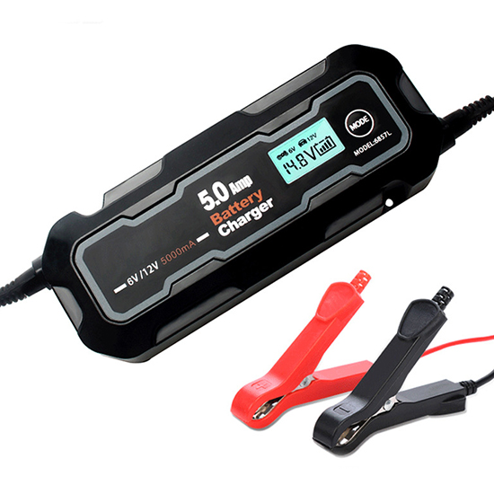 Smart Car Battery Charger, 6V/12V, 5A, LCD Display
