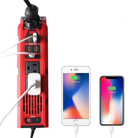 200W Car Power Inverter, DC 12V to 110V AC